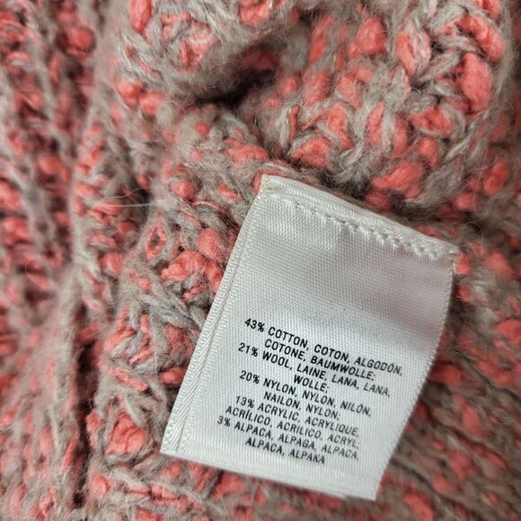 Moth Anthropologie Chunky Knit Sweater S Womens V Neck Long Sleeve Pink Grey - Picture 7 of 10